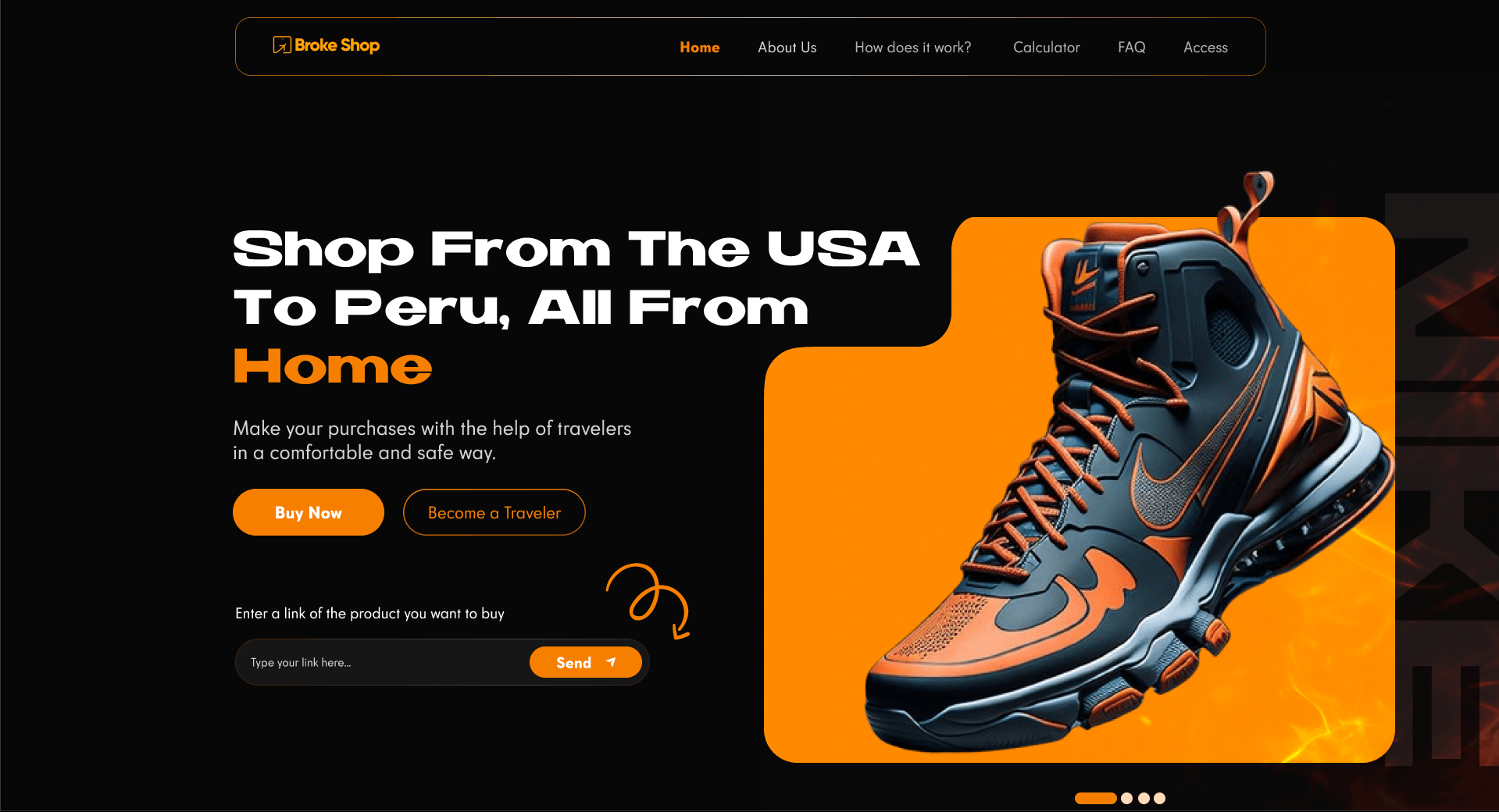 Homepage de Broke Shop con diseño moderno y atractivo